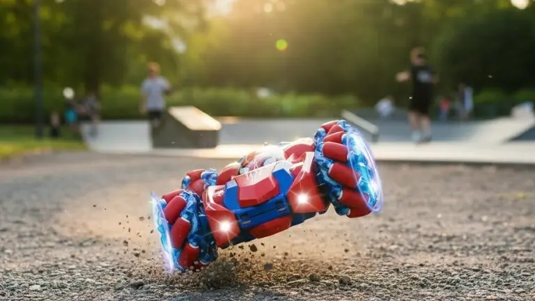 Voiture cascadeuse Spider-Man allée pavée urbaine coucher soleil patrouille