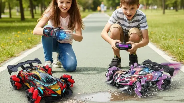 Duo Voiture RC Gant Gestuel Rouge et Violet avec gant et manette
