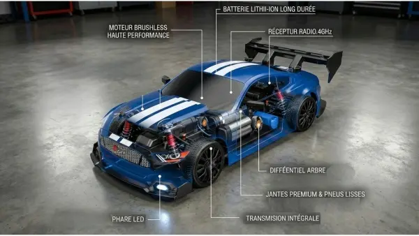Voiture RC Super Drift bleue — pilotage radio 2.4 GHz par un ado