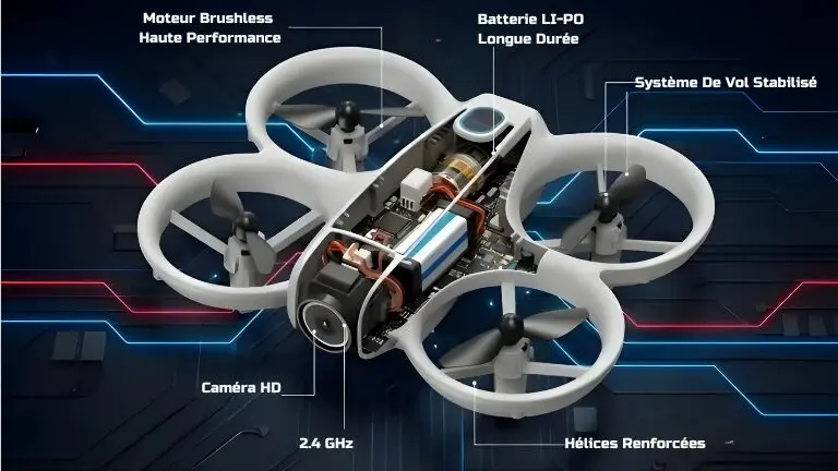 Drone LYZ-RC en virage incliné agilité aérienne