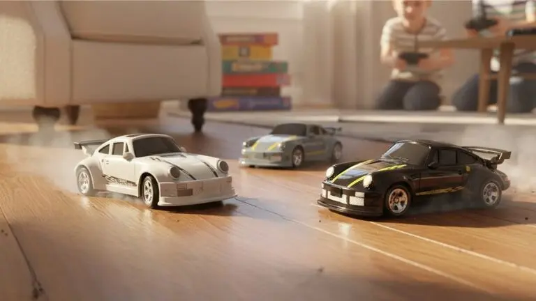 Trio RC Drift Porsche 911 Argent Noir Gris Nardo showcase collector