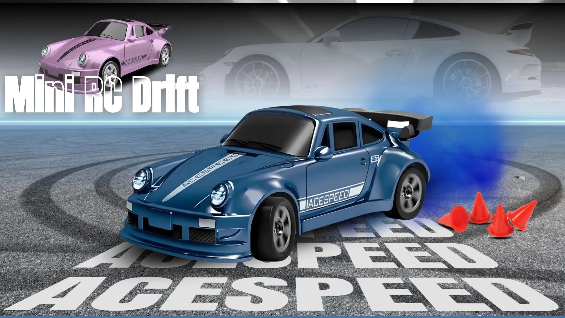 Mini bolide RC drift bleu — drift de poche sur parquet salon