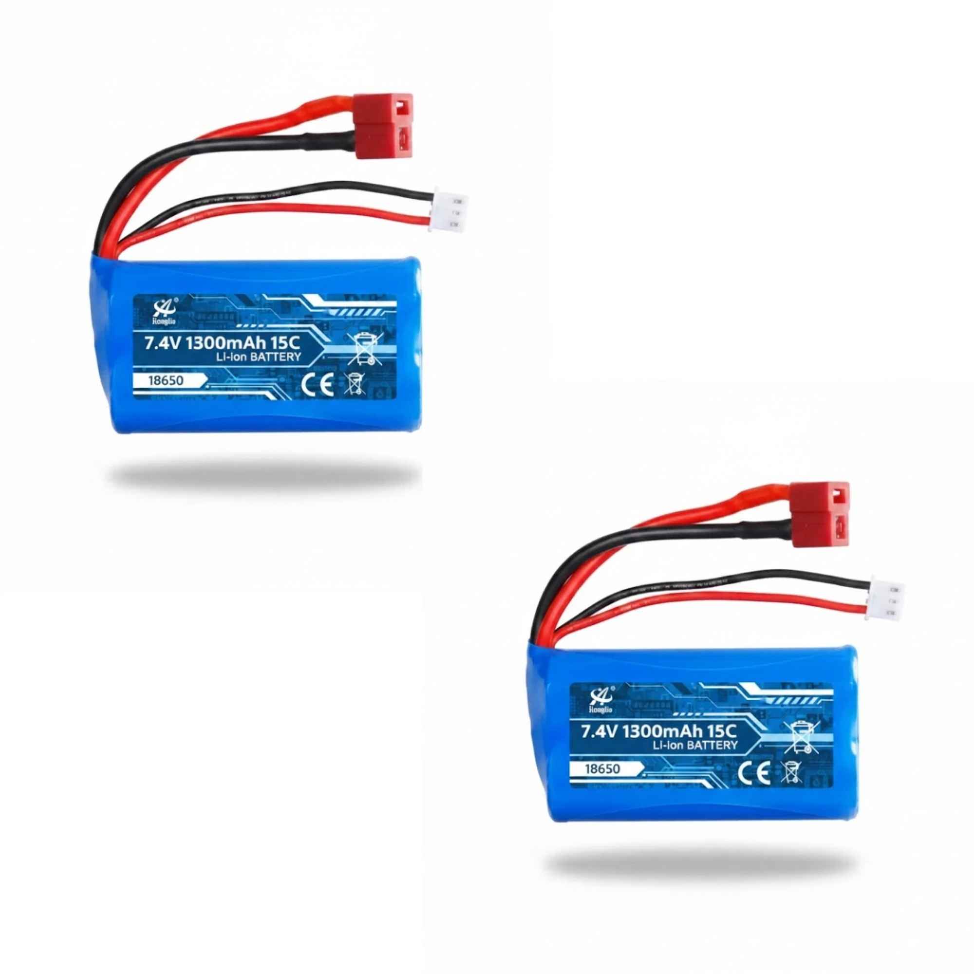 2 Batteries 7.4V / 1300mAh - Connecteurs 3 Broches