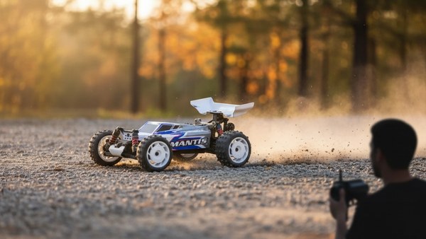 Buggy RC MANTIS PRO — pilotage radio 2.4 GHz dans une clairière