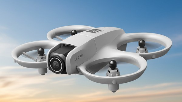 Drone LYZ-RC en vol ciel dégagé au coucher de soleil