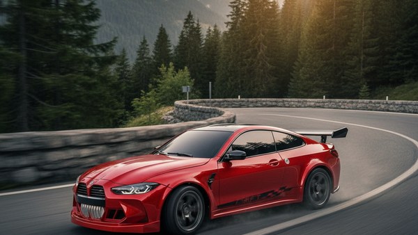 RC DRIFT BMW Serie 4 rouge — route alpine de col