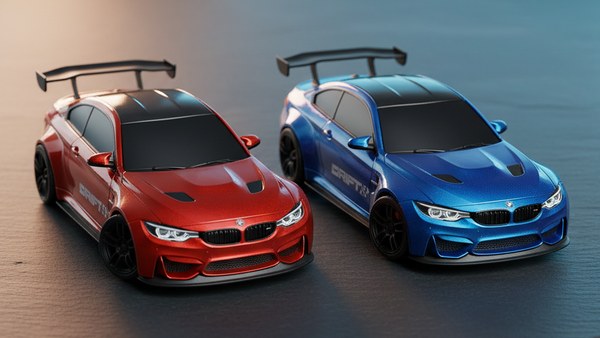 RC DRIFT BMW Serie 4 — variantes Rouge et Bleu côte à côte