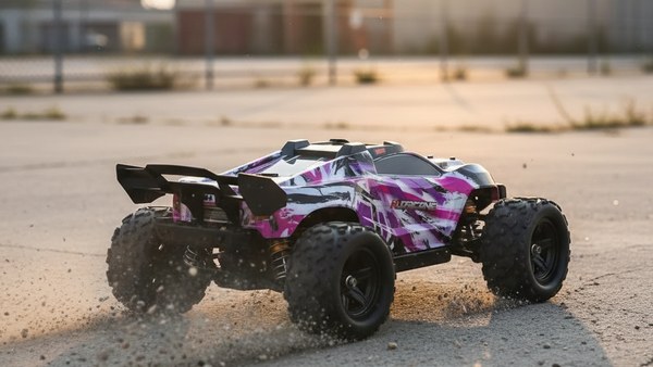 Hurricane Monster Truck rose sur terrain vague urbain béton gravier