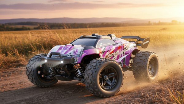 Hurricane Monster Truck rose au coucher de soleil sur chemin doré