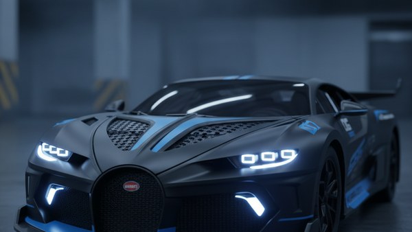Phares LED courbés en C Bugatti RC vue rapprochée