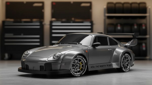Voiture télécommandée Porsche GT3 — paddock Stuttgart