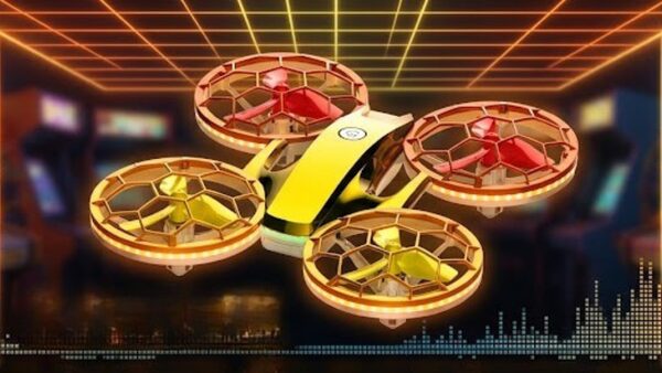 Drone Neon-Racer Pro Jaune flip 360 cascade rotation indoor néon arc lumineux
