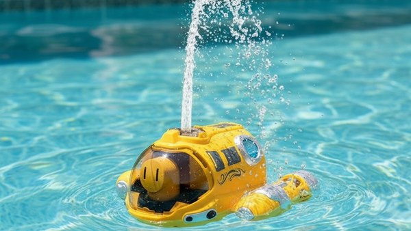 Mini sous-marin Aqua Explorer jaune jet eau spray piscine ete pleine action