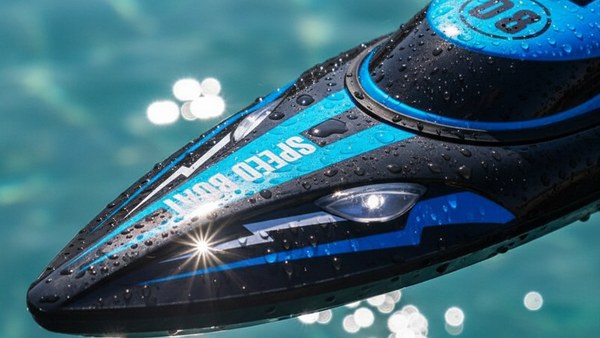 Bateau RC HJ808 bleu capot etanche joints macro electronique protection