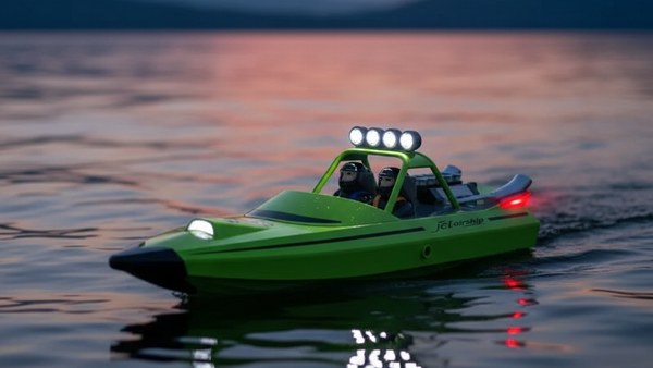Bateau Turbojet TY725 vert LED phares dusk crepuscule lac soir extension session