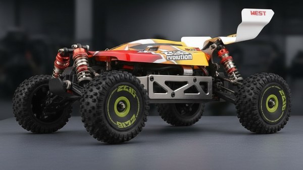 Buggy Apex-GT 14 châssis métal dessous détail alliage aluminium composants précision