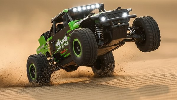 Buggy RC Neo-Raid 4x4 vert saut mid-air dune désert sable