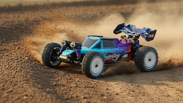Volt-X 12 Bleu en virage serré avec amortisseurs violets compressés
