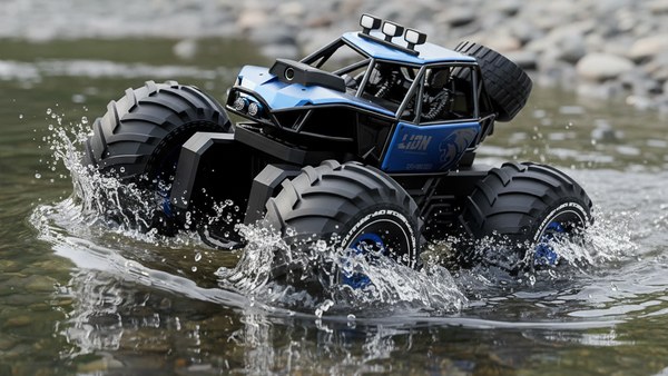 Crawler RC Titan Amphibia bleu IPX7 immersion rivière vague eau