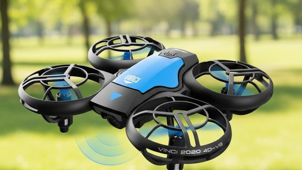 Mini Drone AeroX Vinci bleu vol parc paysage outdoor