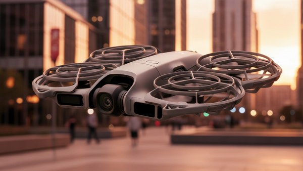 DJI Neo 2 vlogging urbain ville architecture moderne golden hour
