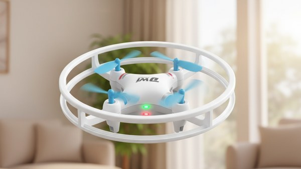 Mini Drone Explorer Bleu vol stationnaire salon lumineux jour