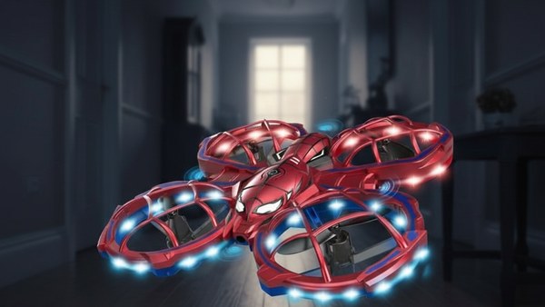 Mini Drone Spider rouge nuit LED couloir faisceau lumineux ambiance