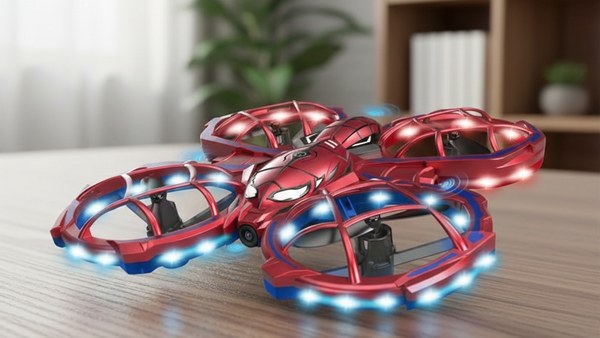 Mini Drone Spider rouge design araignée tactique présentation produit