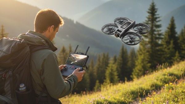 Drone S156 Noir randonneur sentier montagne pilotage outdoor compagnon