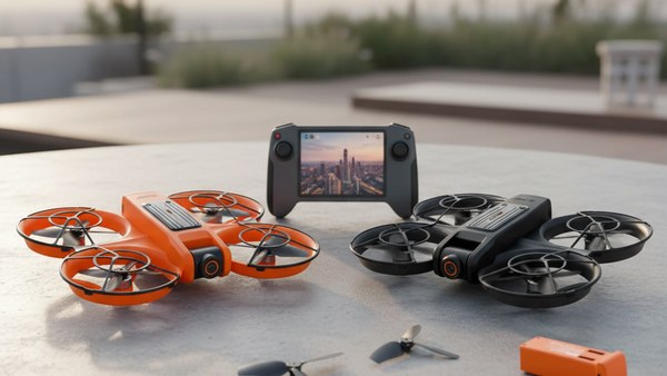 Drone S156 trio variantes Orange Noir smart controller etui showcase