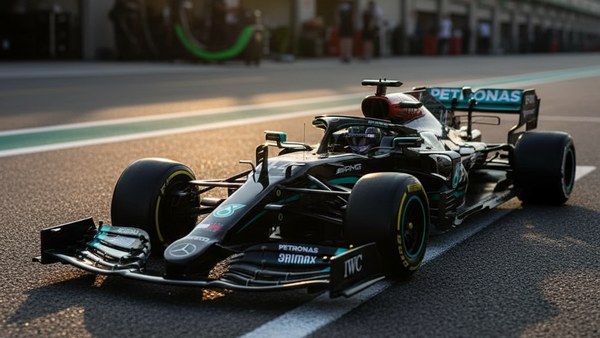 F1 RC Mercedes pit lane garage ecurie matin Grand Prix paddock