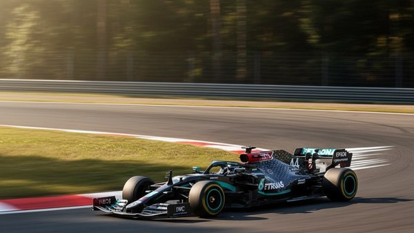 F1 RC Mercedes courbe glisse asphalte forêt sport cinetique vitesse