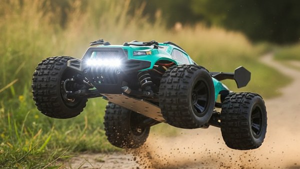 Monster Truck Nova-X 16 Bleu saut bosse chemin terre campagne airtime