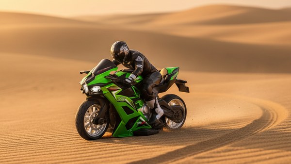 Moto RC Racer 16 vert dune sable sunset golden glisse exploration