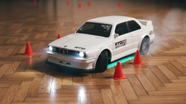 DC Legends M3 blanc parquet vernissé cônes orange slalom drift précis