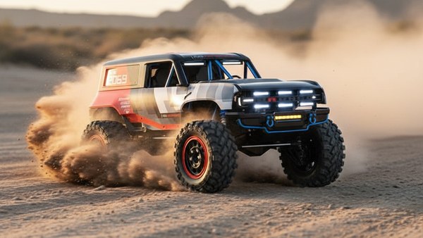 Bronco-X Pro dash désert poussière gravier rocaille pleine puissance brushless