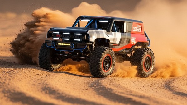 Bronco-X Pro dérapage latéral terre ocre dune sand desert powerslide 4WD