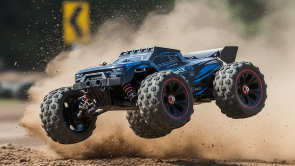 Truggy 9522 PRO bleu saut bosse terre airtime mid-air bashing