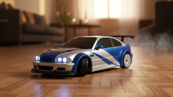 Micro RC Drift Edition Gyro mid-drift parquet bois fumée stylisée