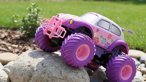 4x4 RC Rose variante Beetle franchissement cailloux jardin suspension