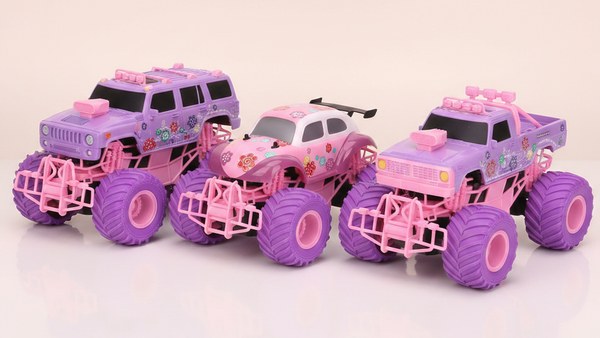 Trio Hummer Beetle Pickup rose 4x4 RC Édition Aventure showcase studio