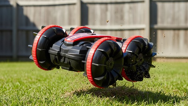 Voiture RC Cascadeuse Amphibie V2 rouge saut jardin pelouse cascade