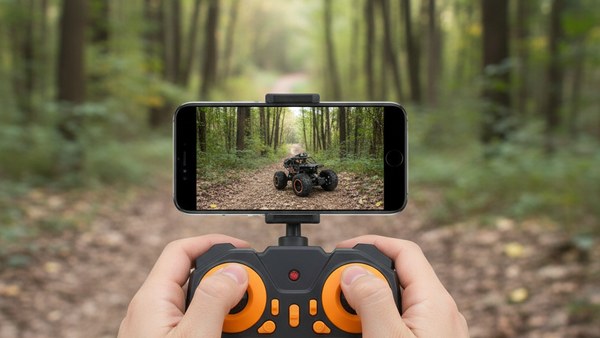 Pilote main télécommande smartphone live feed forêt FPV WiFi